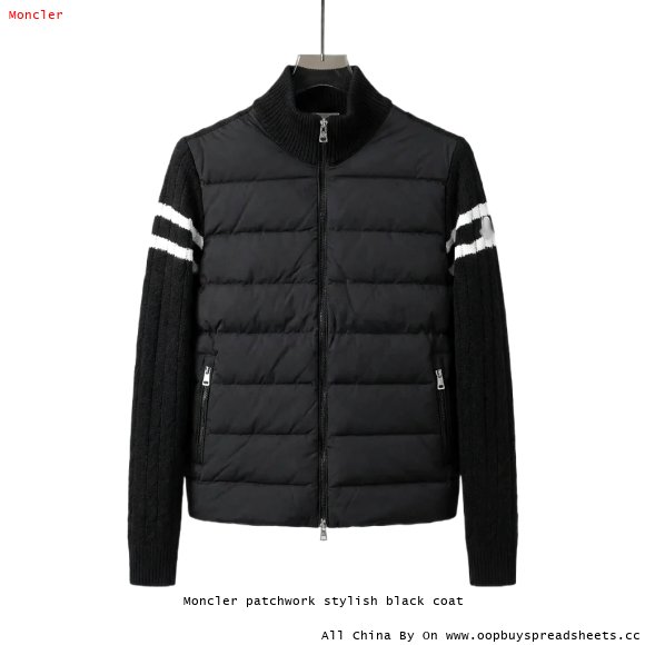 Moncler patchwork stylish black coat