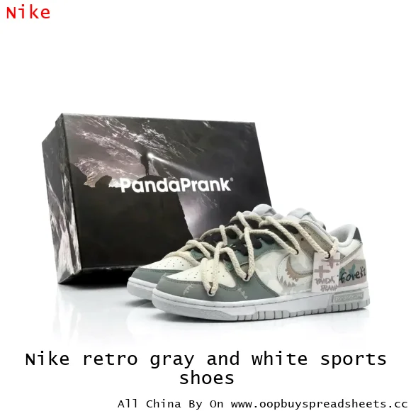 Nike retro gray and white sports shoes
