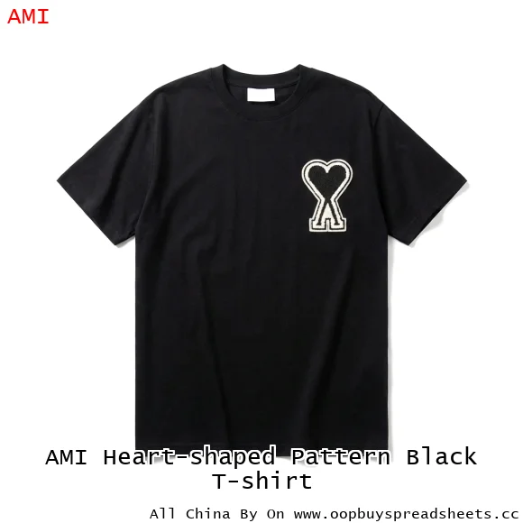AMI Heart-shaped Pattern Black T-shirt