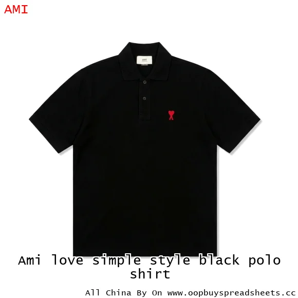 Ami love simple style black polo shirt