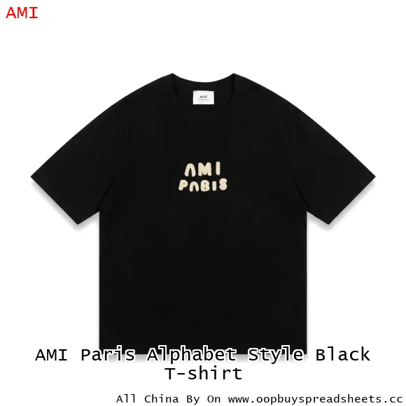 AMI Paris Alphabet Style Black T-shirt