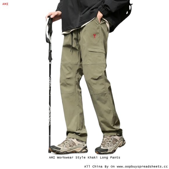 AMI Workwear Style Khaki Long Pants