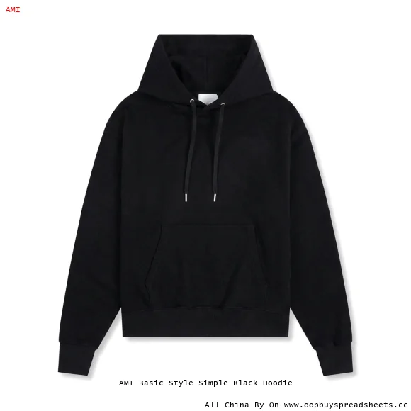 AMI Basic Style Simple Black Hoodie