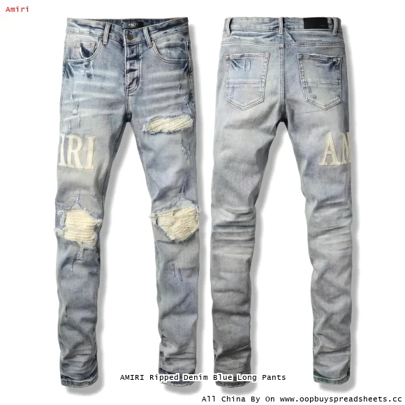 AMIRI Ripped Denim Blue Long Pants