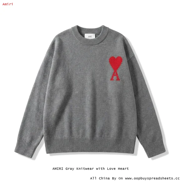 AMIRI Gray Knitwear with Love Heart