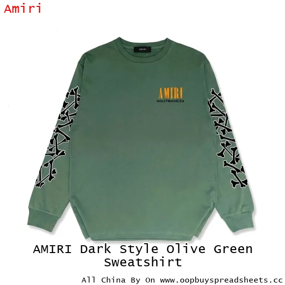 AMIRI Dark Style Olive Green Sweatshirt