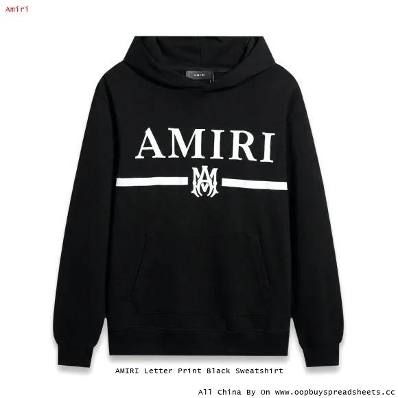 AMIRI Letter Print Black Sweatshirt