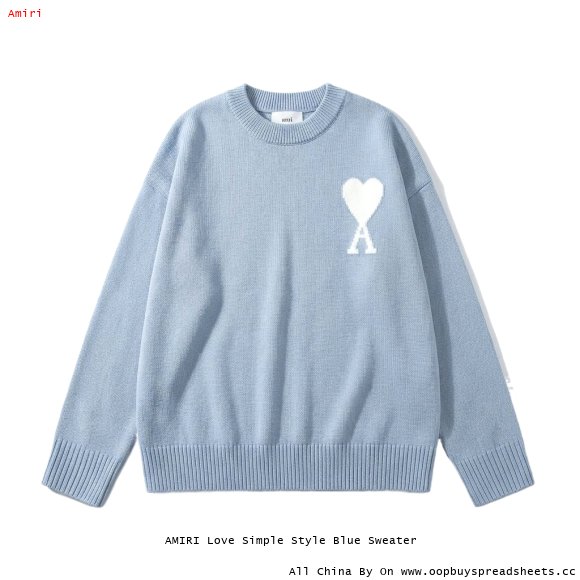 AMIRI Love Simple Style Blue Sweater