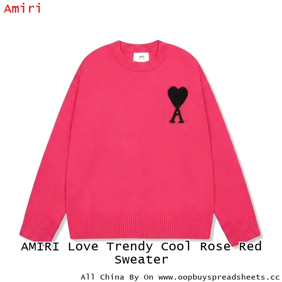 AMIRI Love Trendy Cool Rose Red Sweater