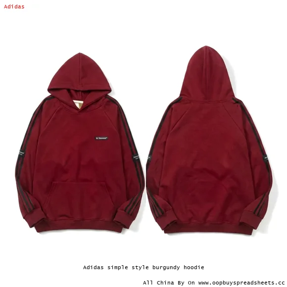 Adidas simple style burgundy hoodie