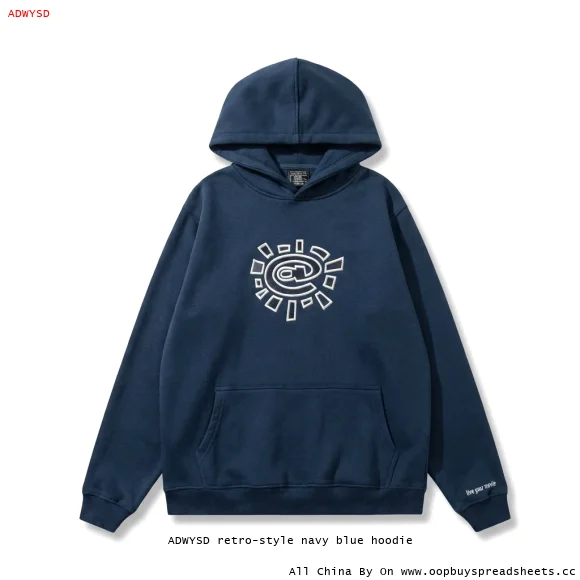 ADWYSD retro-style navy blue hoodie