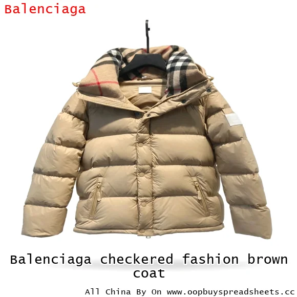 Balenciaga checkered fashion brown coat