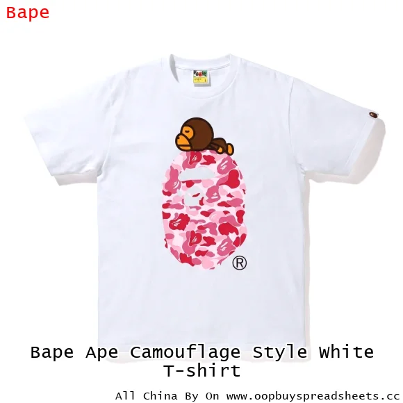 Bape Ape Camouflage Style White T-shirt