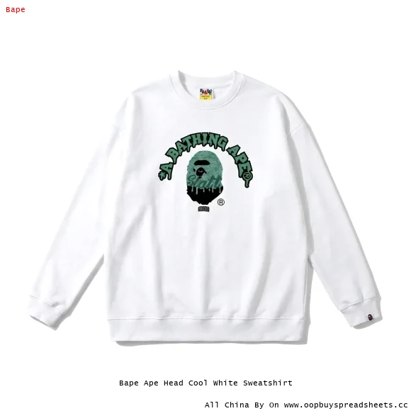 Bape Ape Head Cool White Sweatshirt