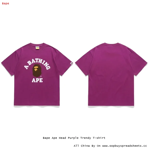 Bape Ape Head Purple Trendy T-shirt