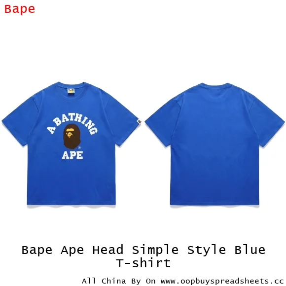 Bape Ape Head Simple Style Blue T-shirt