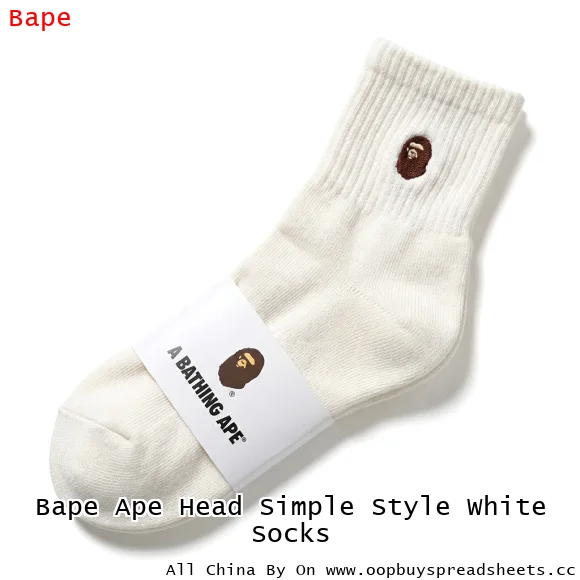 Bape Ape Head Simple Style White Socks