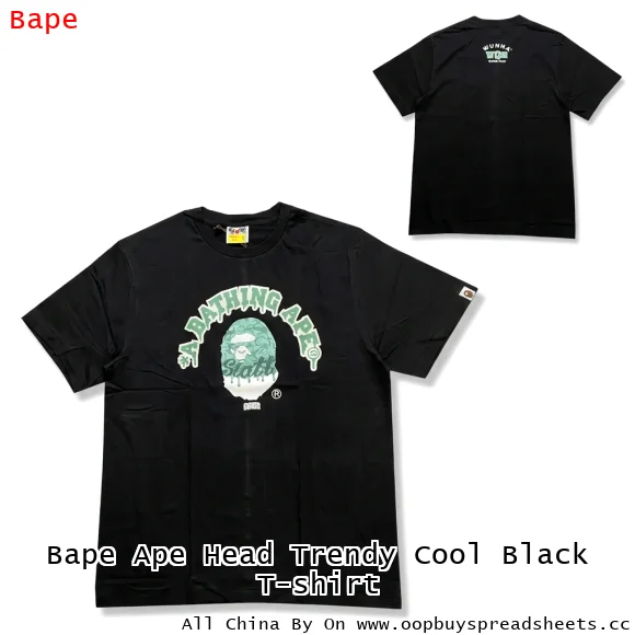 Bape Ape Head Trendy Cool Black T-shirt