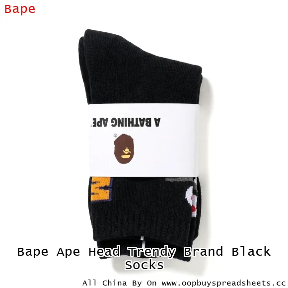 Bape Ape Head Trendy Brand Black Socks
