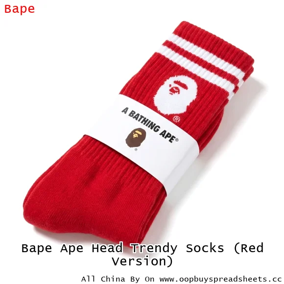 Bape Ape Head Trendy Socks (Red Version)
