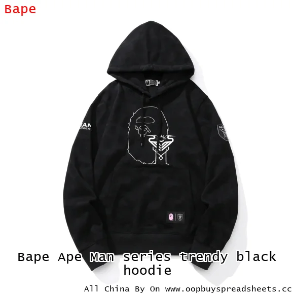 Bape Ape Man series trendy black hoodie