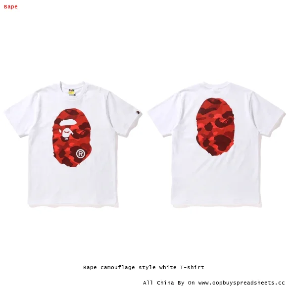 Bape camouflage style white T-shirt