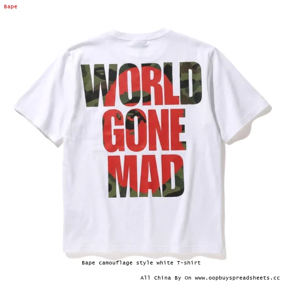 Bape camouflage style white T-shirt