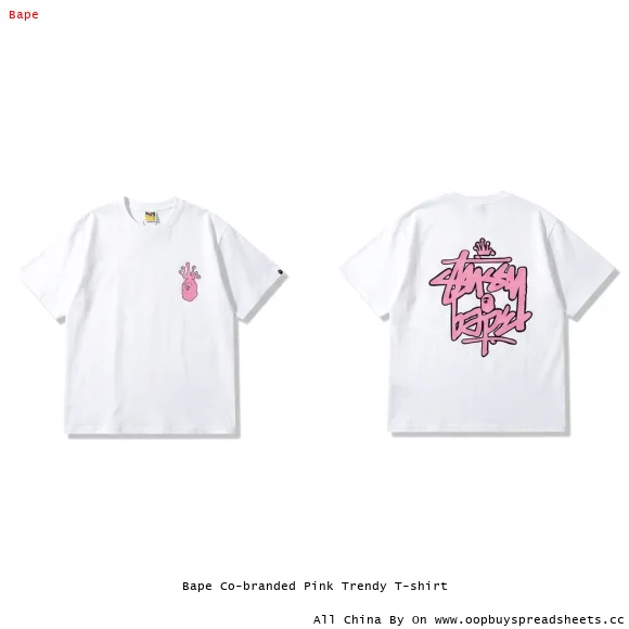 Bape Co-branded Pink Trendy T-shirt