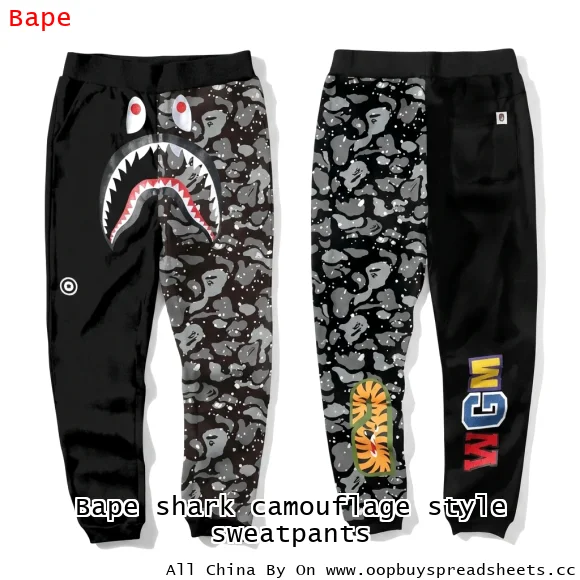 Bape shark camouflage style sweatpants