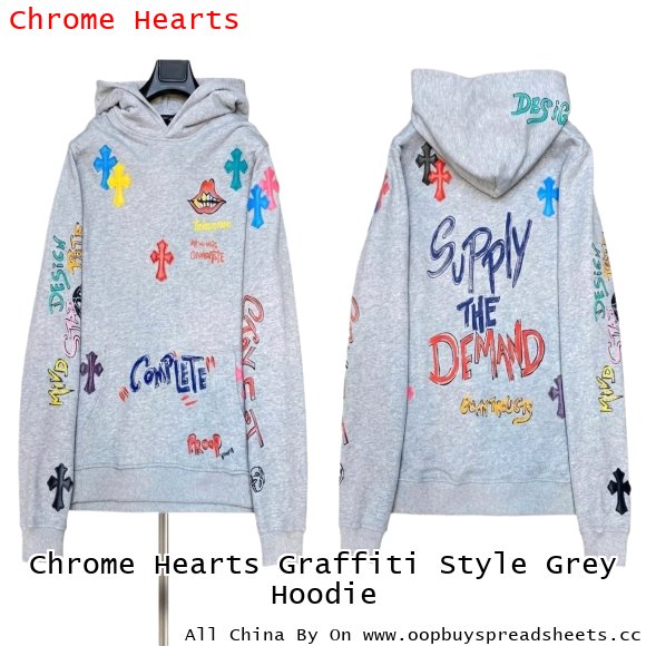 Chrome Hearts Graffiti Style Grey Hoodie