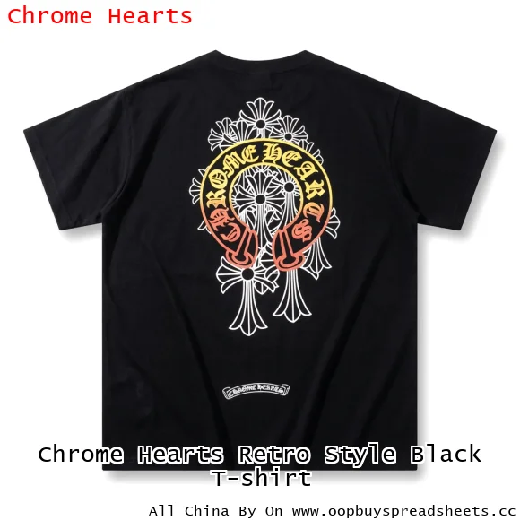 Chrome Hearts Retro Style Black T-shirt