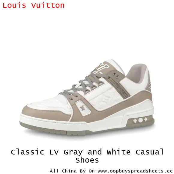 Classic LV Gray and White Casual Shoes