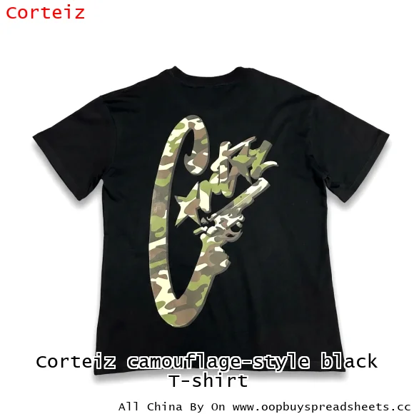 Corteiz camouflage-style black T-shirt