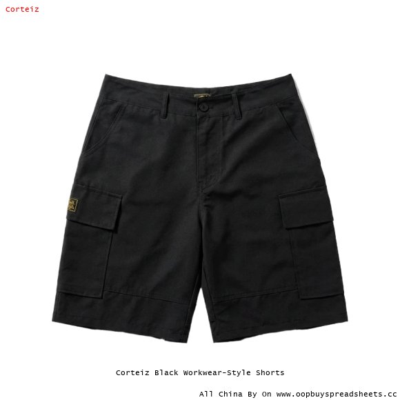 Corteiz Black Workwear-Style Shorts