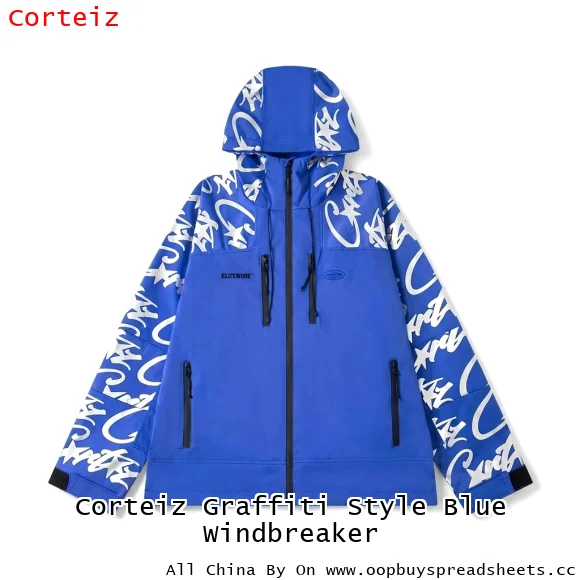 Corteiz Graffiti Style Blue Windbreaker