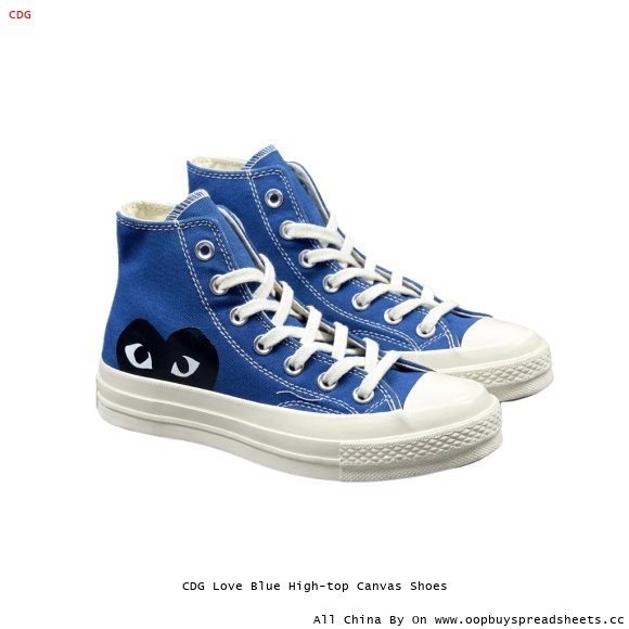 CDG Love Blue High-top Canvas Shoes