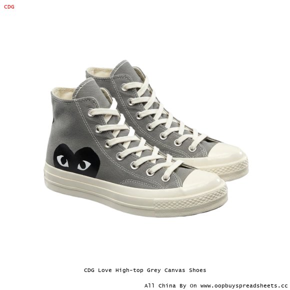 CDG Love High-top Grey Canvas Shoes