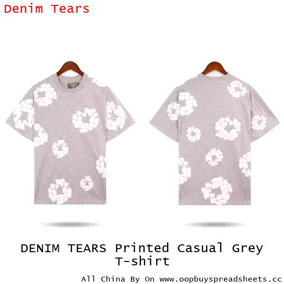 DENIM TEARS Printed Casual Grey T-shirt