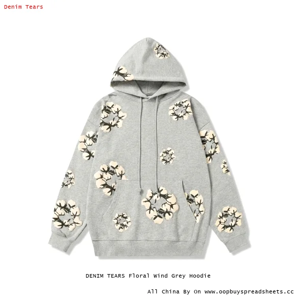 DENIM TEARS Floral Wind Grey Hoodie