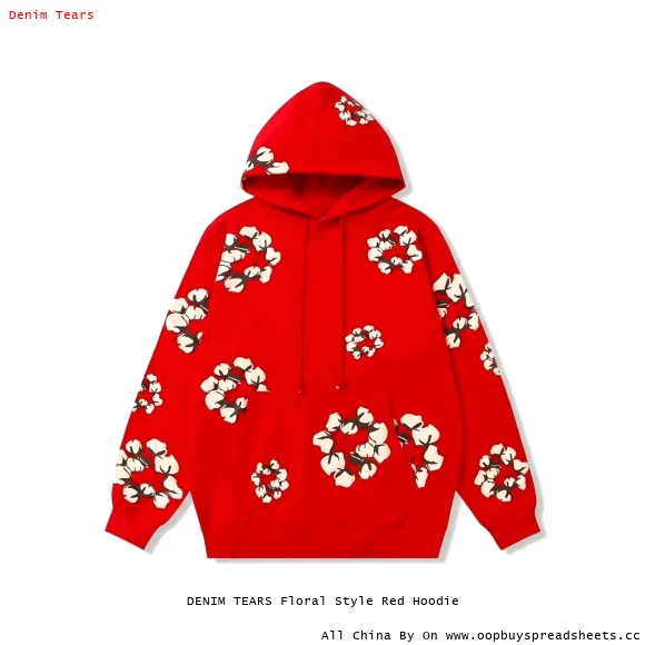 DENIM TEARS Floral Style Red Hoodie