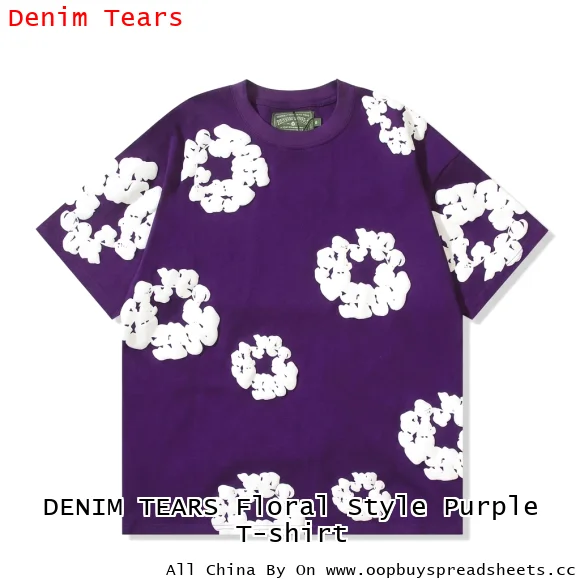 DENIM TEARS Floral Style Purple T-shirt
