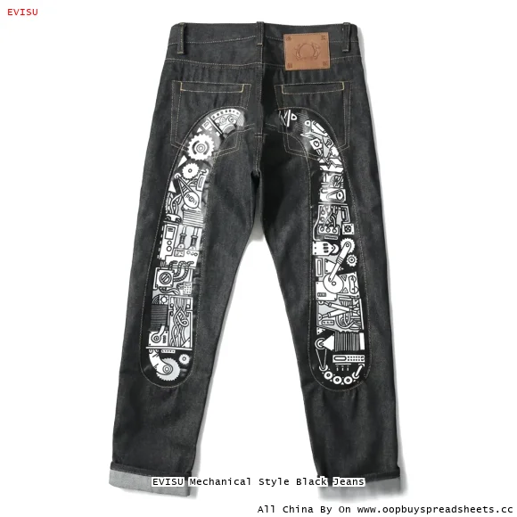 EVISU Mechanical Style Black Jeans