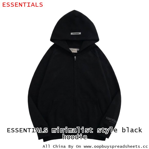 ESSENTIALS minimalist style black hoodie