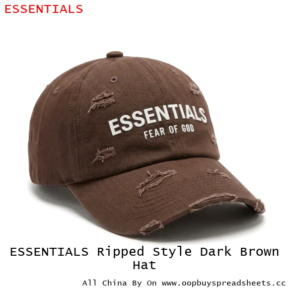 ESSENTIALS Ripped Style Dark Brown Hat