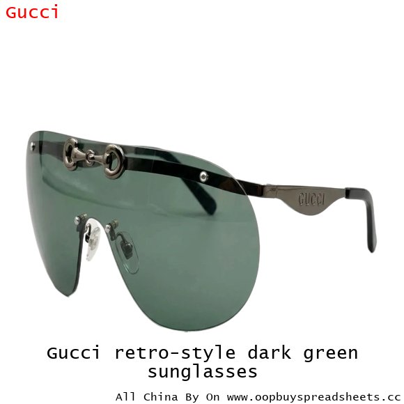 Gucci retro-style dark green sunglasses