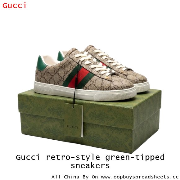Gucci retro-style green-tipped sneakers