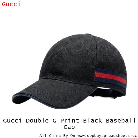 Gucci Double G Print Black Baseball Cap
