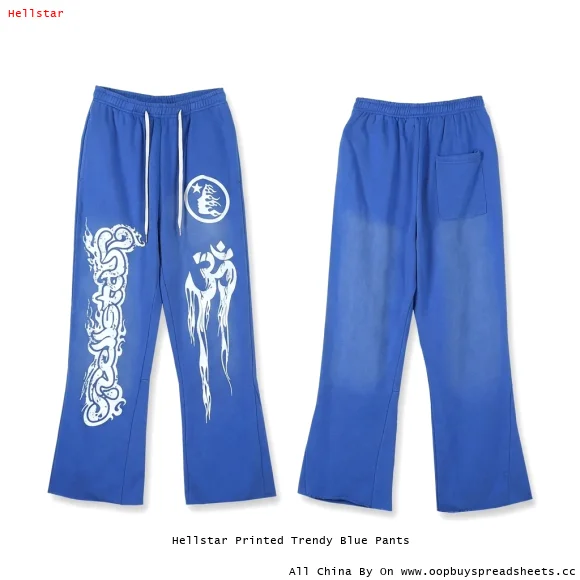 Hellstar Printed Trendy Blue Pants