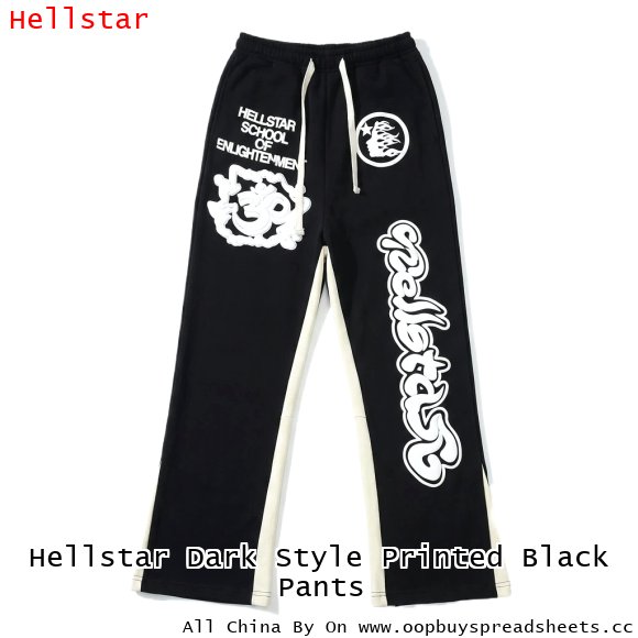 Hellstar Dark Style Printed Black Pants