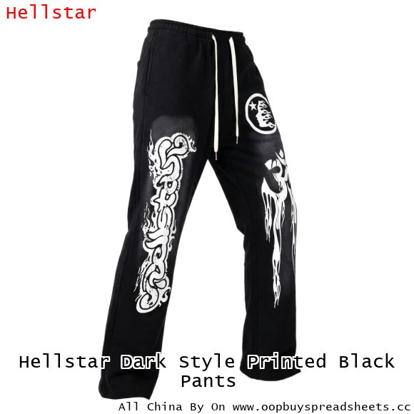 Hellstar Dark Style Printed Black Pants